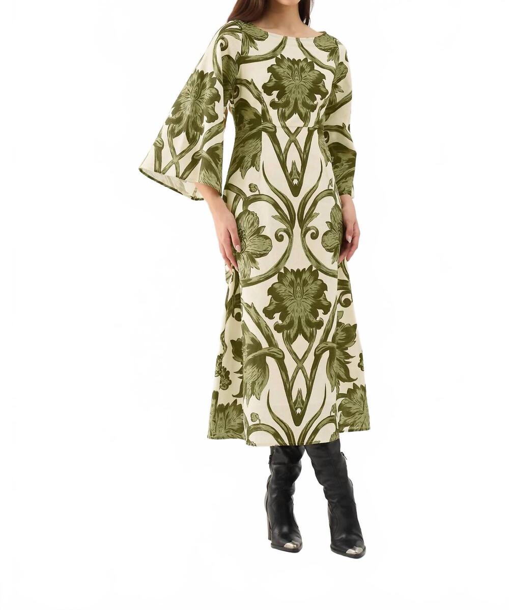NEW BEYOND BY VERA camelia midi dress in rosemore olive